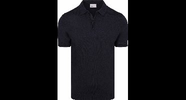 Suitable Knitted Half Zip Polo Dan Donkerblauw (navy) - Maat S - Heren - Polo shirt Heren met Korte mouw