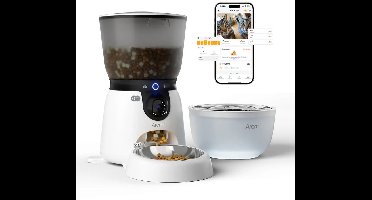 Arenti Petfeeder2 Automatische Voerbak 4L Met Beweegbare Camera - 3L Fontein - Kat & Hond – Slimme Voerdispenser met Camera – 3MP (2K) Met Night Vision – Two-Way Audio – Voerautomaat met App – Dual band Wifi – Voor Katten & Honden – Gratis App