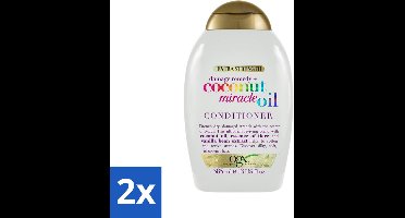 2 x OGX - Coconut Miracle Oil - Conditioner - Herstellend - Voor Beschadigd Haar - 385 ml - Haarherstel - Kokosolie Conditioner - Beschadigd Haar - Pluisvrij Haar - Zijdezacht Haar