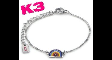 K3 armband met regenboog bedel - Zilverkleurig RVS - K3 merchandise - K3 sieraden