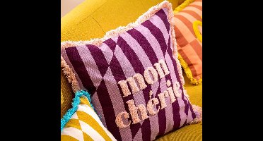 Dutch Decor CHERIE - sierkussen 45x45 cm - gestreept - 100% katoen - Rosebud - roze - Inclusief binnenkussen - Luxe kussens voor woonkamer & bank