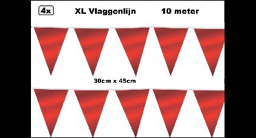 40 meter XL Vlaggenlijn metallic robijn rood 30cm x 45cm – 4x vlaggenlijn robijn rood 10 meter - Giga vlaglijn themafeest party festival