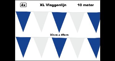 40 meter XL Vlaggenlijn blauw/wit 30cm x 45cm – 4x vlaggenlijn blauw/wit 10 meter - Giga vlaglijn themafeest party festival