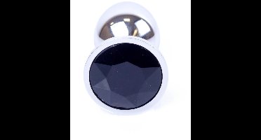 Power Escort Anal Plug Zwart met Kristal – RVS – 7 cm – Luxe Design