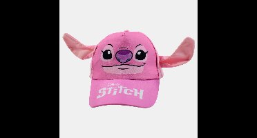 Disney Stitch/Angel Kinderpet – 3D Oren – Roze – Maat 52 cm – UV Protectie 30+ – Zomer Pet Kinderen
