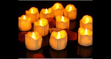 Core® Led Theelichtjes Bewegend Vlam - Led Kaarsen 12 Stuks - Dinerkaarsen Veilig en Duurzaam - Wit - 40cm x 30cm x 30cm