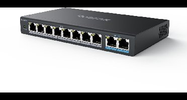 Reolink RLA-PS1 PoE Switch met 8 PoE- en 2 Gigabit Uplink-poorten, Ideaal voor REOLINK RLN36 NVR en Power over Ethernet IP-camera's, IEEE802.3af/at, Metalen behuizing, Bureau-/wandmontage