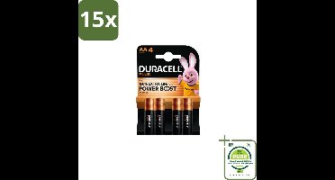 15 x Duracell Alkaline Batterijen Mainline Bst AA 4 stuks per verpakking - Grootverpakking - AA Batterijen - Alkaline Batterijen - Betrouwbare Batterijen - Elektronica - Dagelijks Gebruik