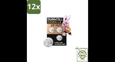 Duracell Knoopcelbatterijen 2016 4 stuks per verpakking - Voordeelverpakking - 12 stuks - Babyveilig - Kindveilig