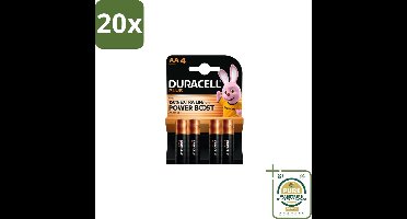 20 x Duracell Alkaline Batterijen Mainline Bst AA 4 stuks per verpakking - Grootverpakking - AA Batterijen - Alkaline Batterijen - Betrouwbare Batterijen - Langdurige Batterijen - Dagelijks Gebruik