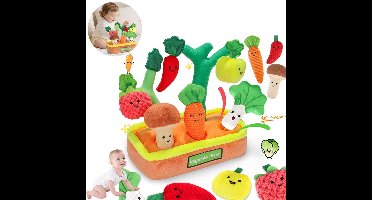 Baby Puzzel Speelgoed - Fruit En Groente Boerderij Pluisje Speelgoed Set - Sensorische Educatieve Speelgoed - Met Geluid - Baby Speelgoed Voor 6-12 Maanden (Groente)