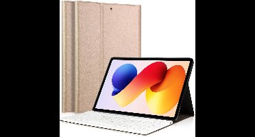 Hoes met toetsenbord geschikt voor Xiaomi Redmi Pad 2 Pro - Keyboard Book Case Cover Hoesje Goud