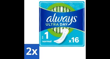2 x Always – Maandverband – Ultra Normal – 16 Maandverbanden - Maandverband Normaal - Menstruatie Bescherming - Ultra Normaal Maandverband - Dagelijks Maandverband - Droge Maandverband