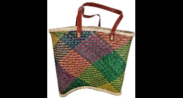 Strandtas - Boodschappen tas - Beach - Ibiza Style - Bohemian - gekleurd - Br 45 x D20 x H 34/51 cm