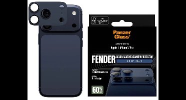 PanzerGlass Screenprotector geschikt voor Apple iPhone 17 Pro Aluminum | PanzerGlass FENDER Camera Protector - Case Friendly - Deep Blue