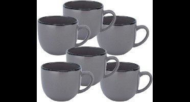 Speckle Grey Koffiemok - Koffiemok - Theekopje - Set van 6 - Stijlvol & Duurzaam - Compact Design - Aardewerk - 240ml - Grijs