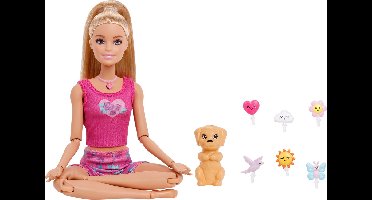 Barbie pop mindfulness wellness meditatie met accessoires en licht.
