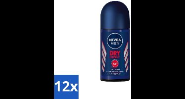 Nivea Men – Deodorant Roller – Dry Impact – 50 ml - Voordeelverpakking - 12 stuks