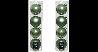 Decoris kerstballen - 8x st - salie groen - D10 cm - glas - kerstversiering