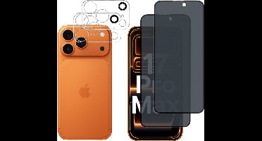Screenprotector geschikt voor iPhone 17 Pro Max - 2 stuks Beschermglas Privacy Glas Screenprotector van glazen schermbeschermfolie + 2 stuks Camera Protector