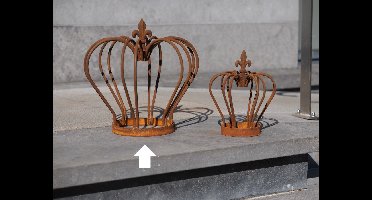 Stoere metalen kroon met franse lelie, eco roest, 35x35x36cm