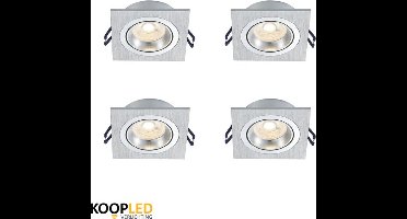 Inbouw led spot - plafondarmatuur 3W - 4 stuks - dimbaar en kantelbaar - zilver en 3000K