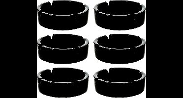 Luminarc Zwarte Asbak - Ø 10.7 cm - 6 stuks - Glas - Geschikt voor binnen/buiten - Voordeelbundel