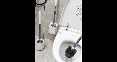Kunststof toiletborstel wit met ronde voet en wandfunctie
