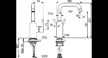 Hansa Vantis - Wastafelkraan, chroom 52552267