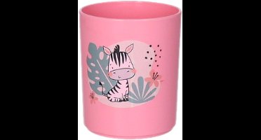 Plasticforte onbreekbare Drinkbekers - kunststof - 350 ml - oranje - zebra - kinderen - camping - mokken