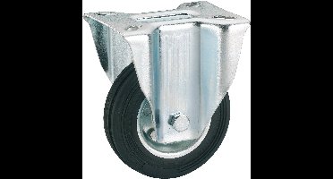 Dörner + Helmer massief rubberen bokwiel, 100 mm x 30 mm, draagvermogen 70 kg, plaat 100 mm x 85 mm, velg van plaatstaal, zonder rem