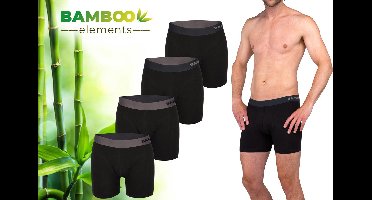 Bamboo Elements - Boxershort Heren - Bamboe - 4 Stuks - Zwart - Ondergoed Heren - Heren Ondergoed - Boxer - Bamboe Boxershorts Voor Mannen