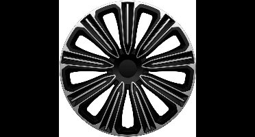 Wieldoppen ROSSO-SB 16 inch ZILVER/ZWART. Set a 4 stuks (CONTROLEER UW BANDENMAAT en lees a.u.b. de onderstaande, uitgebreide tekst!)