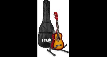MAX SoloArt Junior 1/4 starterset - Akoestische kindergitaar met standaard en accessoires - Sunburst