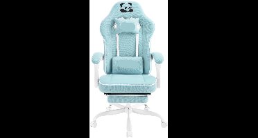 Ergonomische Gaming- En Bureaustoel – Comfortabele Stoel – Mesh Bureaustoel – Met Voetensteun – Verstelbare Kussens – Sterk Metalen Frame - Lichtblauw