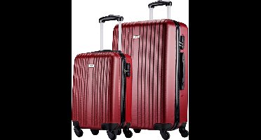 Slazenger Kofferset 2 Delig - Handbagage Trolley en Ruimbagage Koffer (S + M/L) - ABS Hardcase Koffer Set met 360° Wielen - Cijferslot - Rood