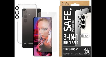SAFE by PanzerGlass Safe 3-in-1 pack - Hoesje + screenprotector + camera protector geschikt voor Samsung Galaxy S24 - Transparant