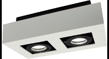 Spectrum - LED Plafondspot Duo - 2x GU10 fitting - 255x145x85mm - Aluminium - Zwart - Wit