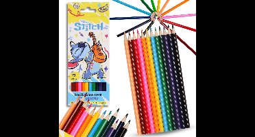 DISNEY Stitch Potloden voor school, houten driehoekige potloden 12 KLEUREN