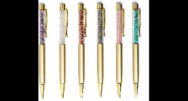 Pen gevuld met edelsteenchips - wordt assorti geleverd