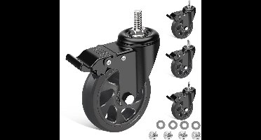 wielen - 125 mm met rem - 4 stuks - staal - Laadvermogen 700 kg - heavy duty wielen incl - Zwart