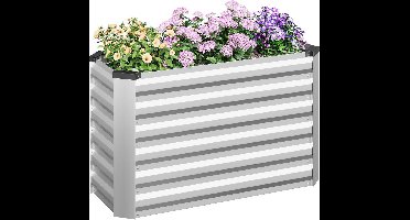 warraich-Duurzaam Verhoogd Moestuinbed: Stevig Plaatstaal met Handige Plantenbak-Zilver-100x56x40 cm