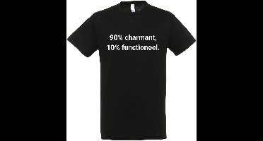 90% charmant, 10% functioneel. T-shirt - cadeau - Zwart - Grappige T-shirts - DrogeHumor - Maat L