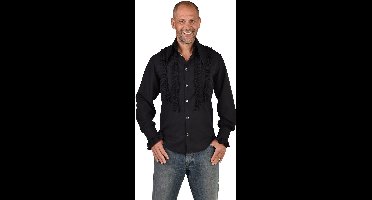 Jaren 80 & 90 Kostuum | Rouches Overhemd Zwart Man | XL | Carnaval kostuum | Verkleedkleding