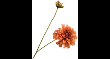 Silk-ka Kunstbloem-Zijde Bloemen Zinnia Tak Oranje 62 cm