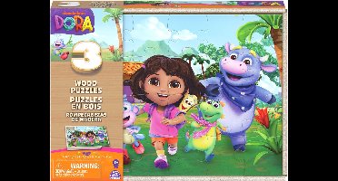 Spin Master Games 3-pack houten Dora-puzzels, elk 24 stukken, kinderpuzzel, illustraties