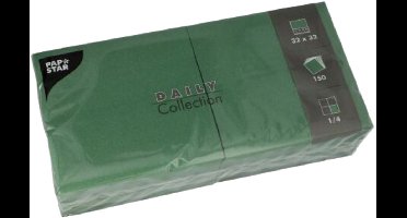 150 Servetten DAILY Collection 1/4 vouw 32 cm x 32 cm donkergroen