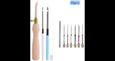 LMDZ 11-delige Punch Naald Borduurset – Houten Garen Borduurpen & DIY Handwerk Gereedschap