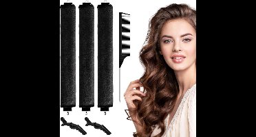 Allecto plus - Flexibele Haar Krullers voor Alle Haartypes - Set van 3 - Hittevrij - DIY Krullen - Kort, Lang of Steil Haar - Zwart