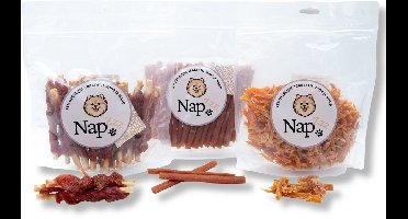 NapZZZ Hondensnack – Mix Combi – Collageen Eend | Kipstick | Zoete Aardappel